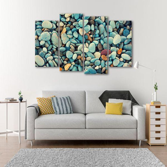 Natural Colorful Pebbles 4 Panels Canvas Wall Art Living Room