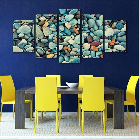 Natural Colorful Pebbles 5 Panels Canvas Wall Art Dining Room