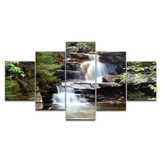 Natural Forest Waterfalls Canvas Wall Art