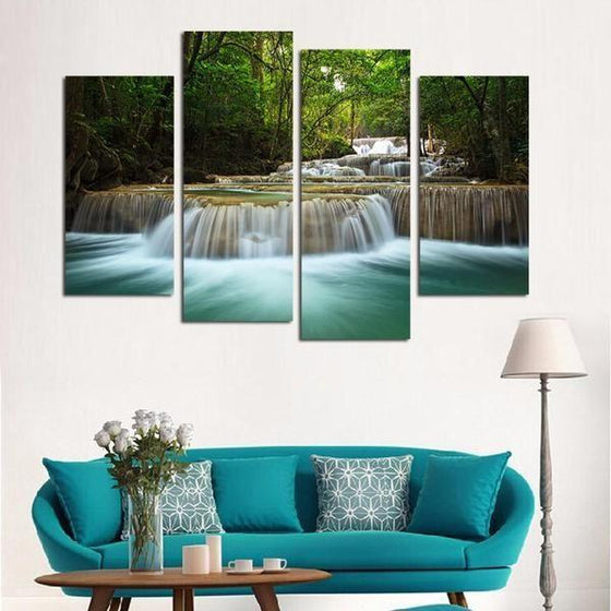 Forest Waterfalls Canvas Wall Art Living Room