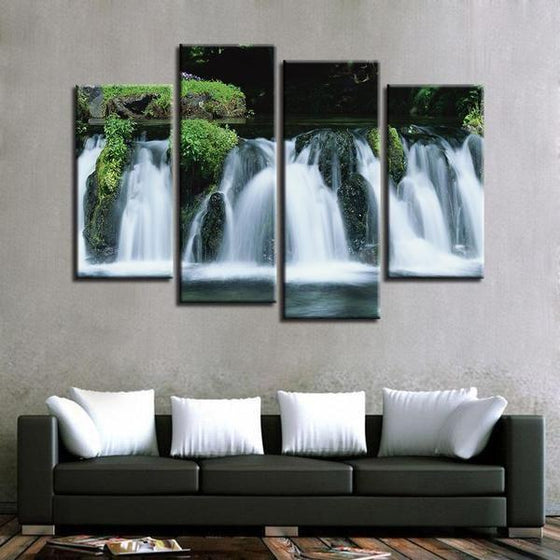 Captivating Rocky Waterfalls Canvas Wall Art Living Room Ideas
