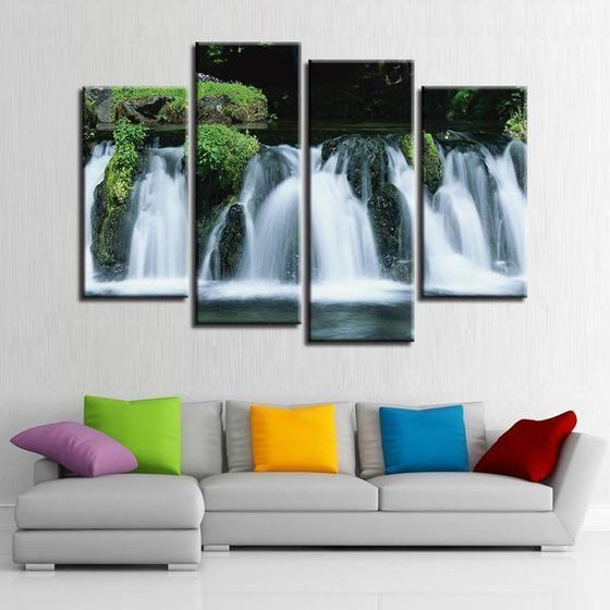 Captivating Rocky Waterfalls Canvas Wall Art Living Room