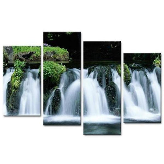 Captivating Rocky Waterfalls Canvas Wall Art Prints