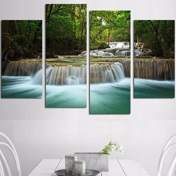 Forest Waterfalls Canvas Wall Art Dining Room