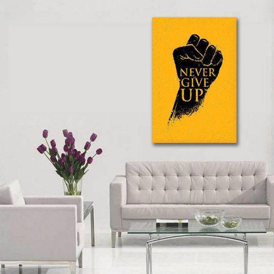 Never Give Up Quote 1 Panel Canvas Wall Art Living Room