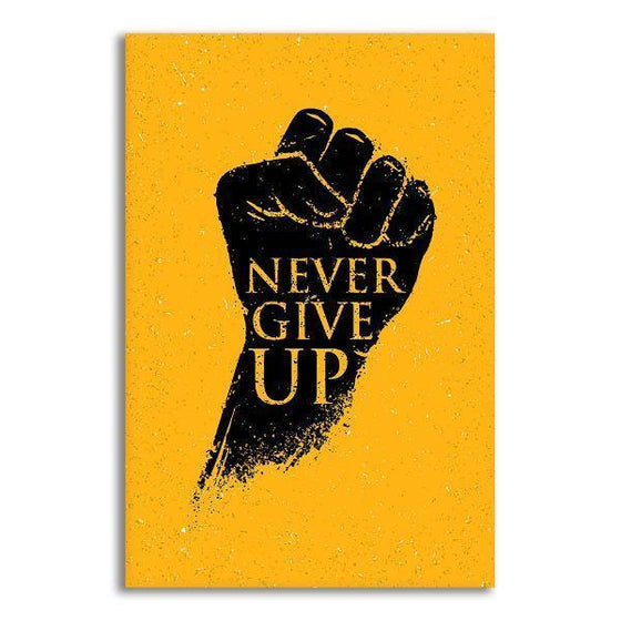 Never Give Up Quote 1 Panel Canvas Wall Art
