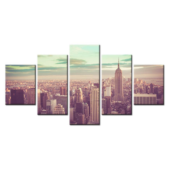 New York City Skyline View Canvas Wall Art