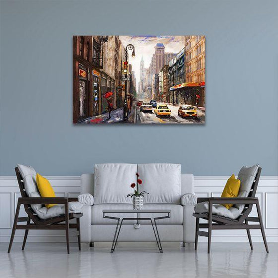 New York City Street View Canvas Wall Art Print