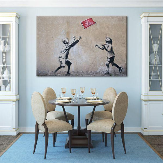 No Ball Games By Banksy Canvas Wall Art Dining Room
