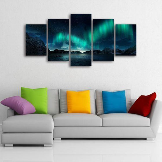 Northern Lights 5 Panels Canvas Wall Art Living Room