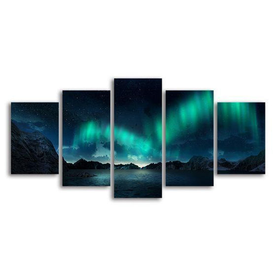 Northern Lights 5 Panels Canvas Wall Art