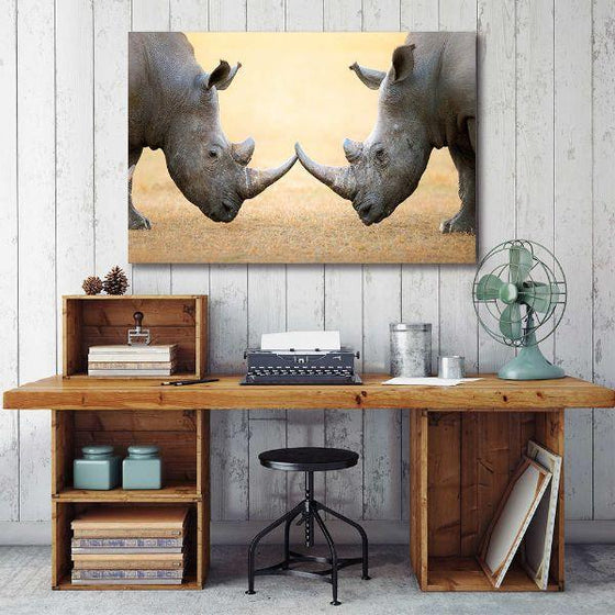 Northern White Rhinos Canvas Art