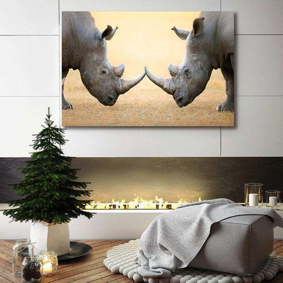Northern White Rhinos Canvas Art