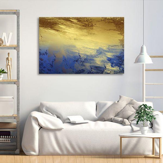 Splashes of Blue & Gold Canvas Wall Art Prints