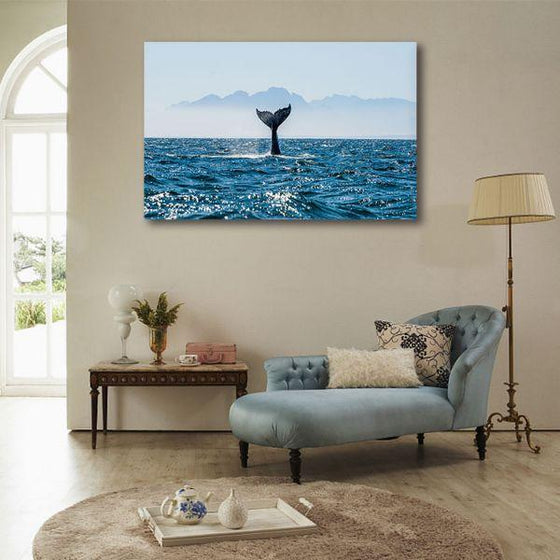 Ocean & Whale's Tale 1 Panel Canvas Wall Art Bedroom
