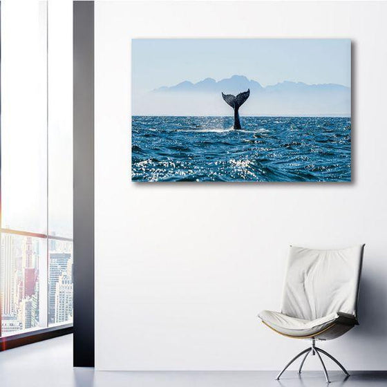 Ocean & Whale's Tale 1 Panel Canvas Wall Art Decor