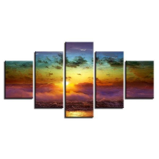 Ocean Beach View Sunset Canvas Wall Art