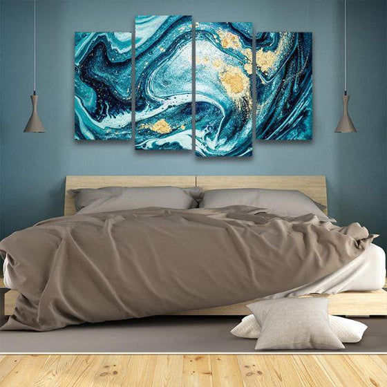 Swirls Abstract 4 Panels Canvas Wall Art Bedroom
