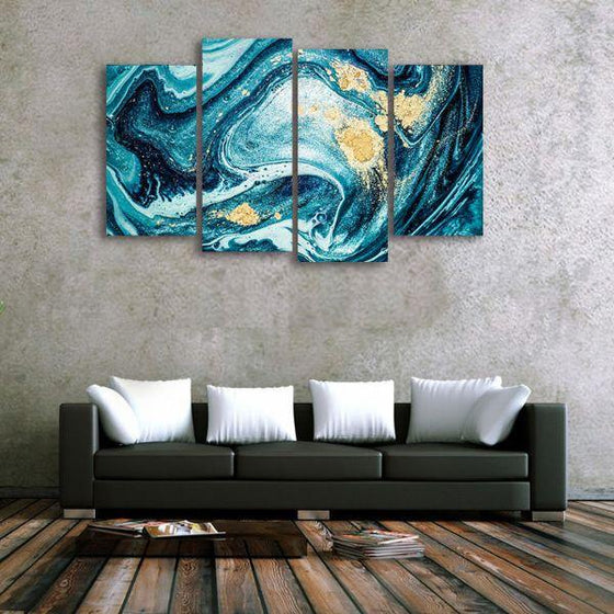 Swirls Abstract 4 Panels Canvas Wall Art Living Room