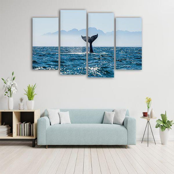 Ocean & Whale's Tale 4 Panels Canvas Art