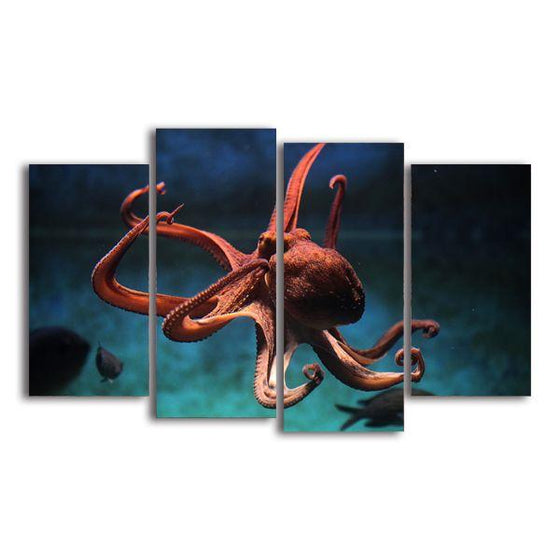 Amazing Octopus 4 Panels Canvas Wall Art