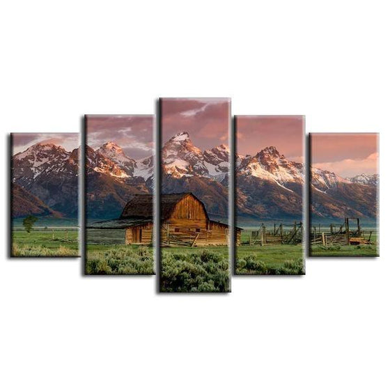 Old Barn Mountains Canvas Wall Art