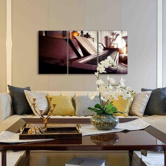 Old Piano 3 Panels Canvas Wall Art Living Room