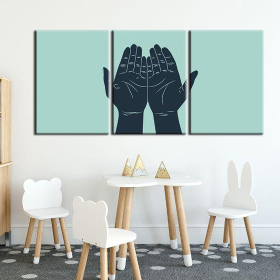 Open Hands Contemporary 3 Panels Canvas Wall Art Print