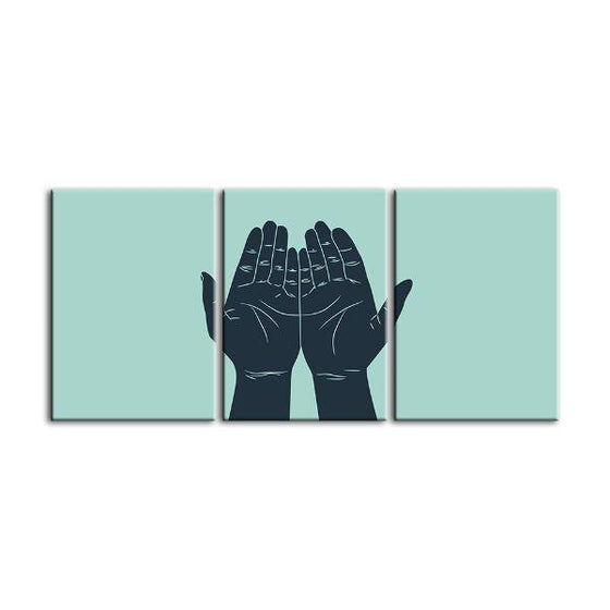 Open Hands Contemporary 3 Panels Canvas Wall Art