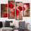 Planted Red Flowers Canvas Wall Art Living Room