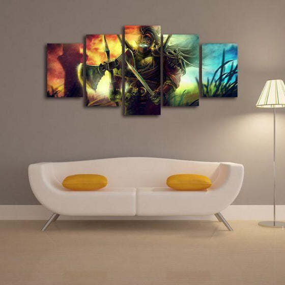 Orc In A Battlefield 5 Panels Canvas Wall Art Decor