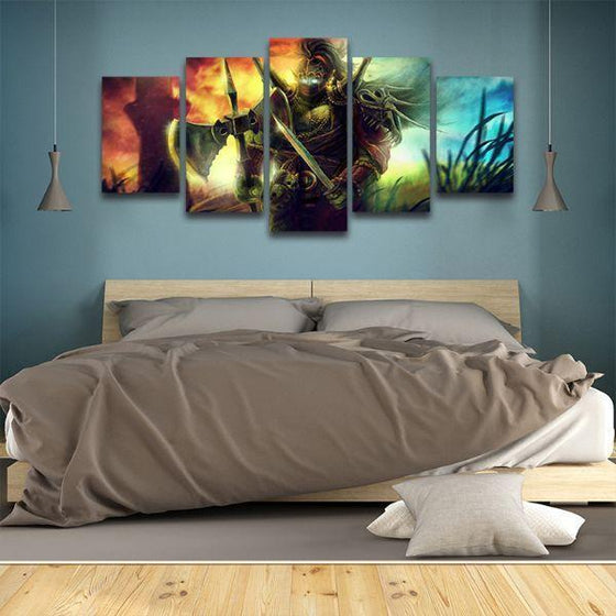 Orc In A Battlefield 5 Panels Canvas Wall Art Print