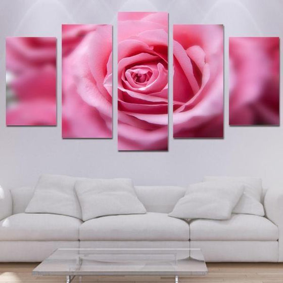 Blooming Pink Rose Canvas Wall Art Living Room