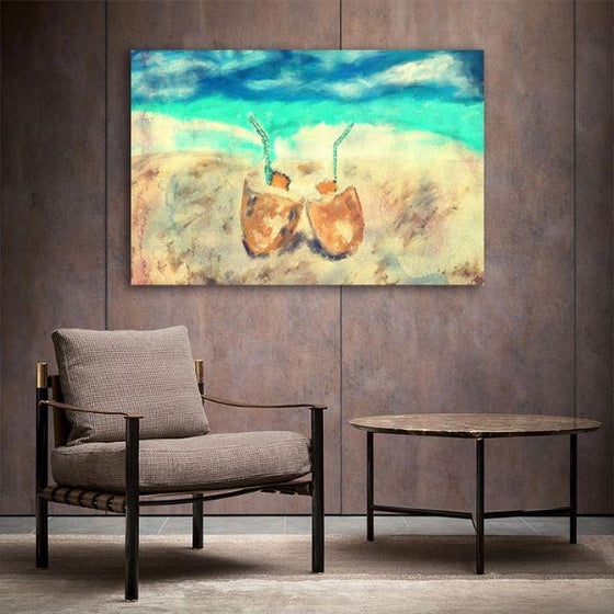 Pair Of Coconut Juice Canvas Wall Art Office
