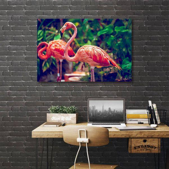 Pair Of Pink Flamingos 1 Panel Canvas Wall Art Print