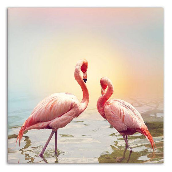 Pair Of Pink Flamingos Canvas Wall Art