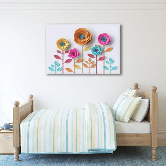 Paper Flowers Canvas Wall Art Bedroom