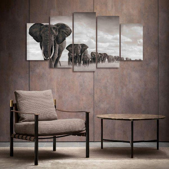 Parade Of Elephants Canvas Wall Art Decor