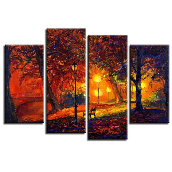 Park Trees At Night Canvas Art