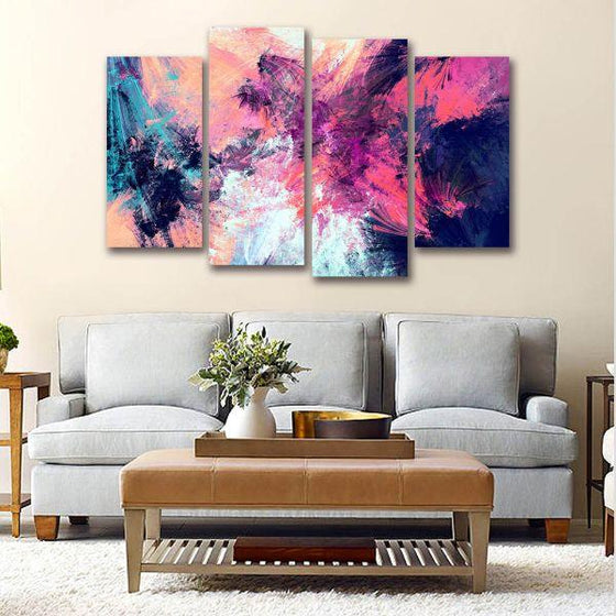 Abstract Pastel Hues 4 Panels Canvas Wall Art Living Room