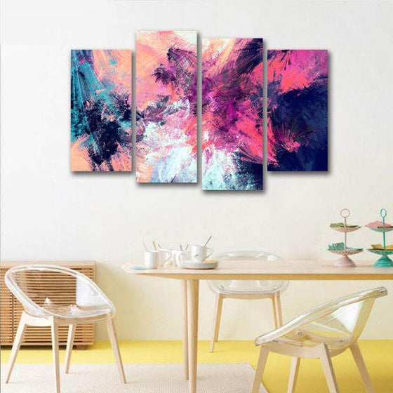 Abstract Pastel Hues 4 Panels Canvas Wall Art Dining Room