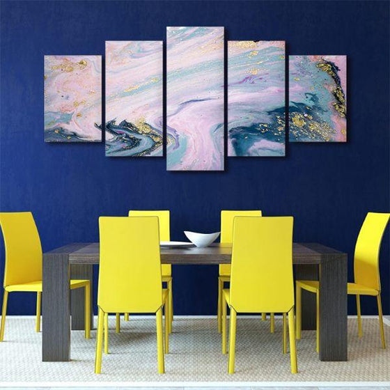 Pastel Colors 5 Panels Abstract Canvas Wall Art Dining Room
