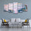 Pastel Colors 5 Panels Abstract Canvas Wall Art Office