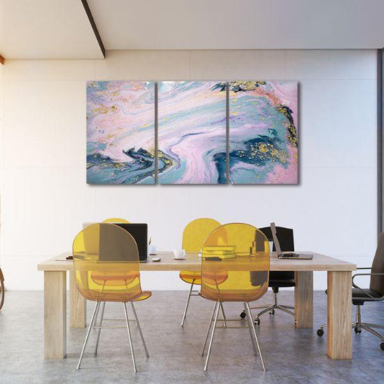 Pastel Colors Abstract 3 Panels Canvas Wall Art Office Room