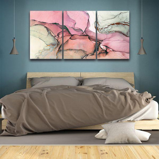 Pastel Colors Abstract 3 Panels Canvas Wall Art Bed Room