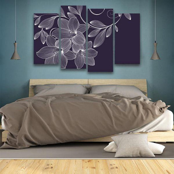 Perfect White Blooms 4 Panels Canvas Wall Art Bedroom