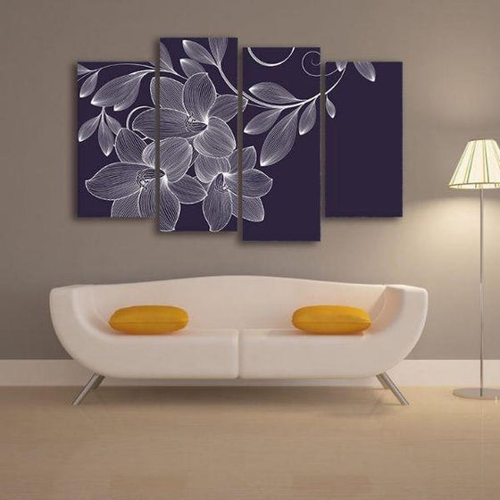 Perfect White Blooms 4 Panels Canvas Wall Art Decor