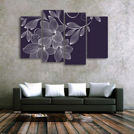 Perfect White Blooms 4 Panels Canvas Wall Art Living Room