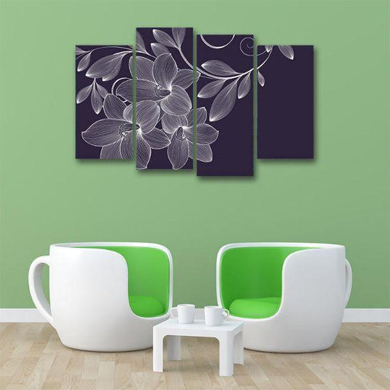 Perfect White Blooms 4 Panels Canvas Wall Art Office
