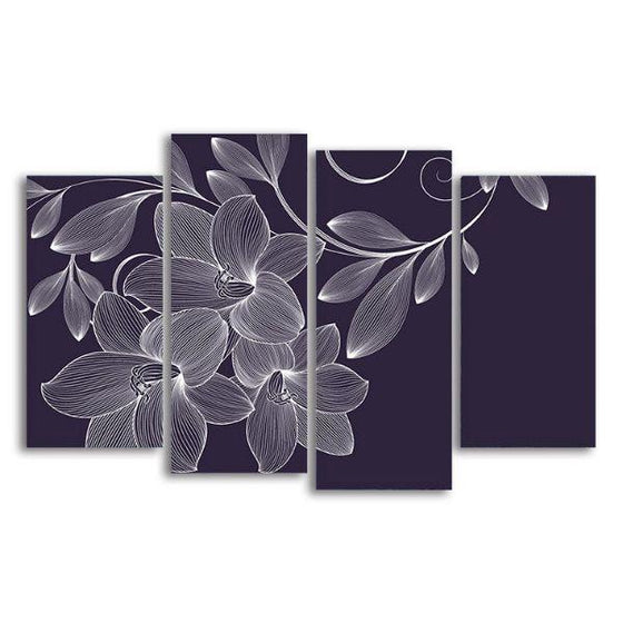 Perfect White Blooms 4 Panels Canvas Wall Art